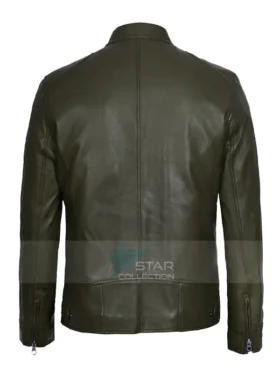 Cafe Racer Green Leather Jacket