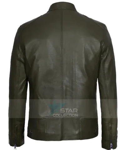 Cafe Racer Green Leather Jacket