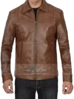 Men Chocolate Brown Leather Jacket