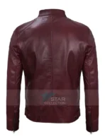 Men Maroon Cafe Racer Leather Jacket