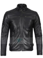 Mens Black Cafe Racer Leather Jacket