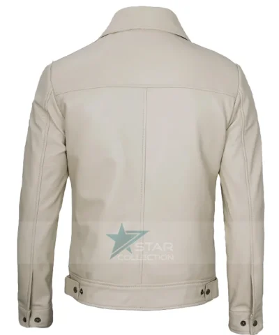 Mens Classic Beige Leather Jacket