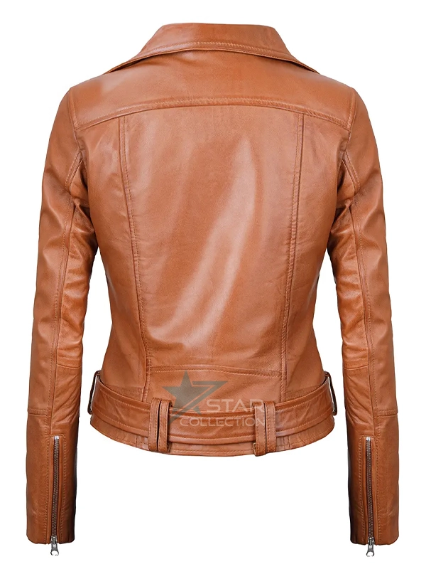 Womens Brown Leather Motorcycle Jacket