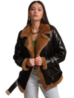 Womens Brown Shearling Sheepskin Coat