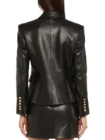 Women’s Double Breasted Black Leather Blazer