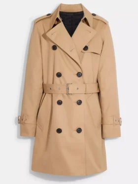 Womens Solid Mid Trench Coat for Women